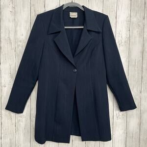 Vintage Fashion Bug Navy One Button Long Sleeve Collared Long Blazer 9 Juniors